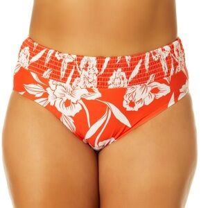 Women's Plus Size Mid Rise Smocked Swim Bottoms